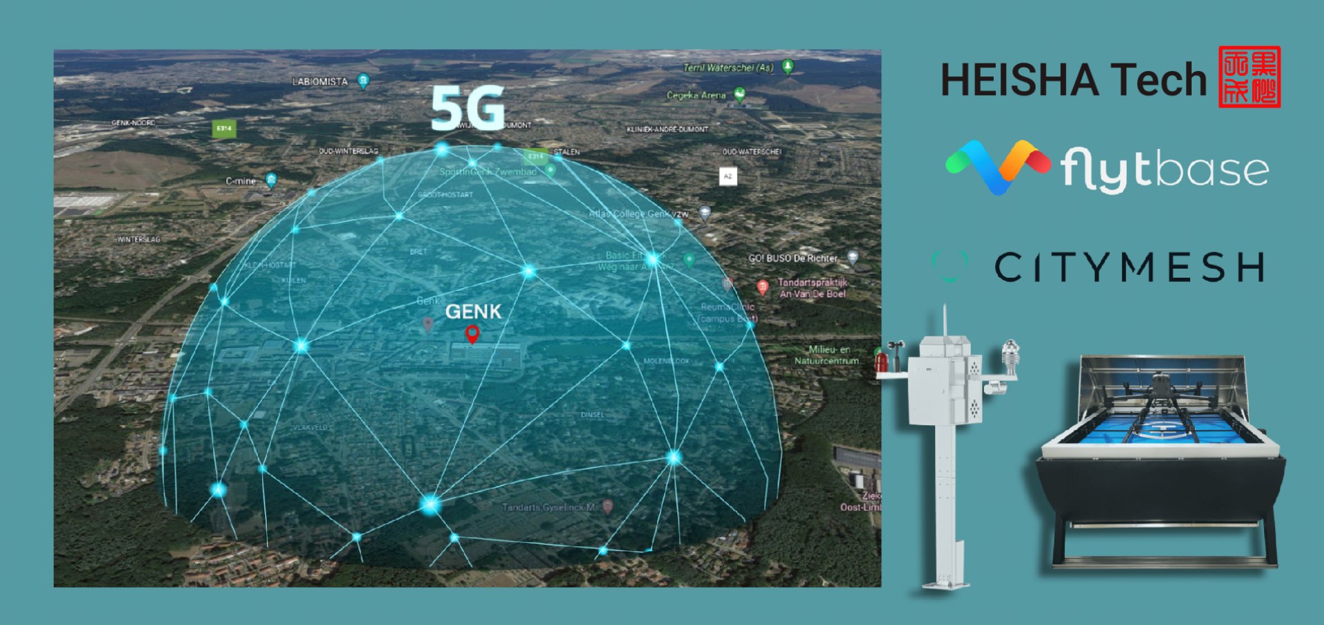 Another smart city joined by HEISHA DStation drone dock, CybridThrust, Citymesh, and FlytBase