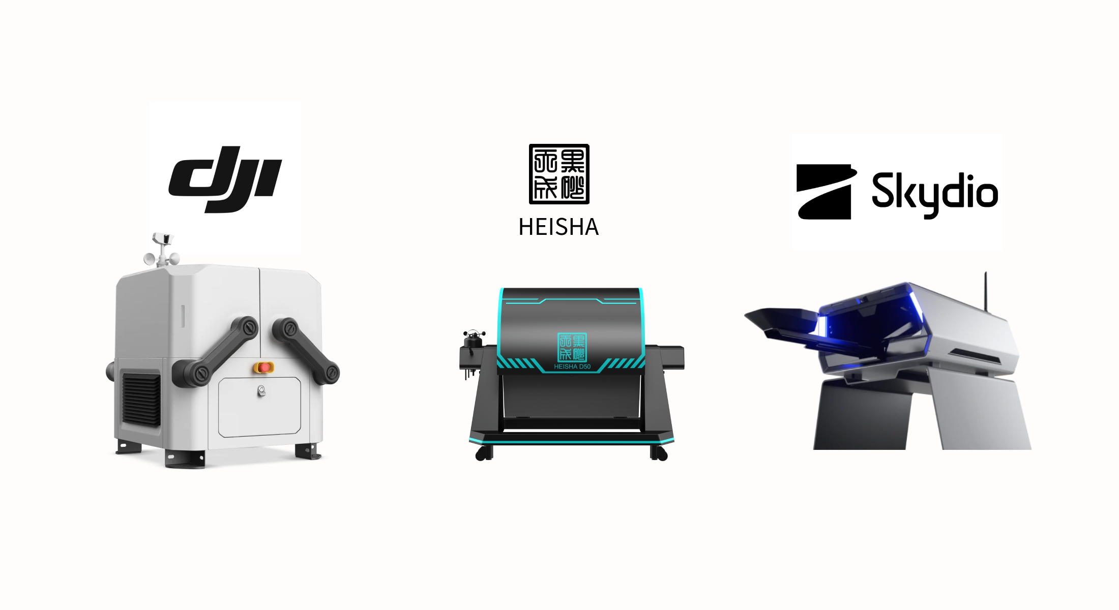 Comparison between DJI dock, Skydio dock lite, and HEISHA D50 drone dock